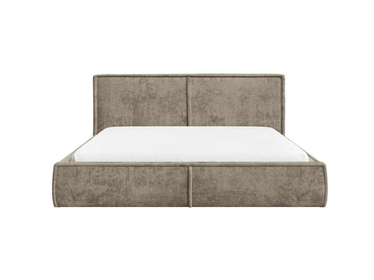 lit coffre palatium tissu velours de couleur taupe