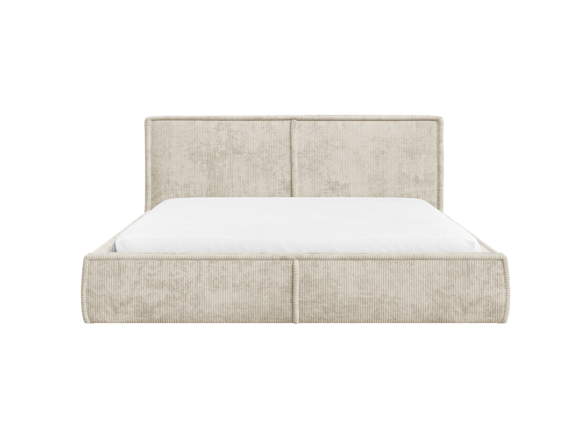 lit coffre palatium tissu velours de couleur beige