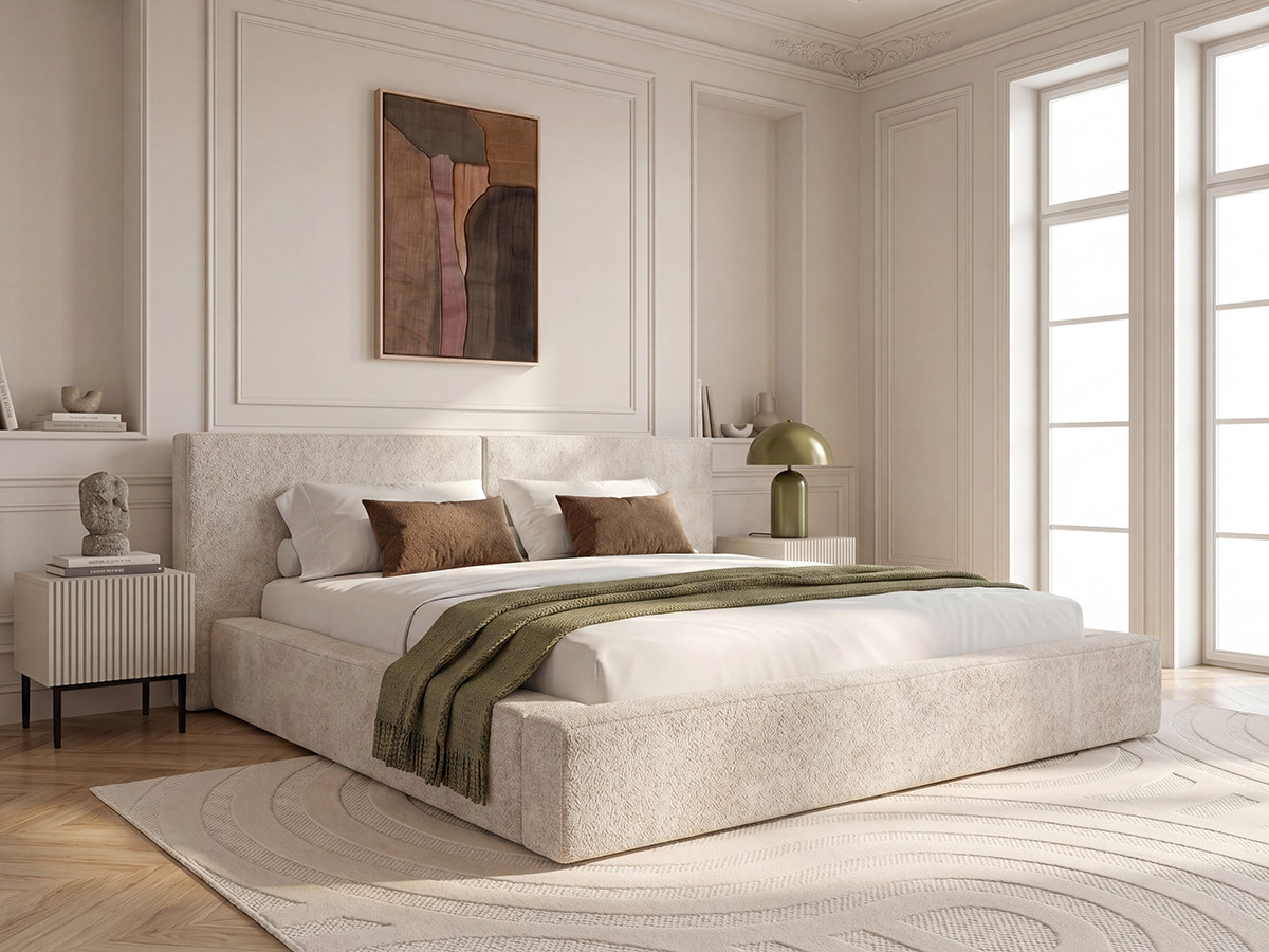 VICTOIRE-opbergbed van boucléstof
