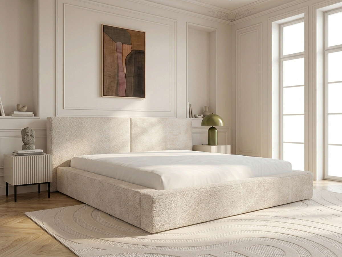 VICTOIRE-opbergbed van boucléstof