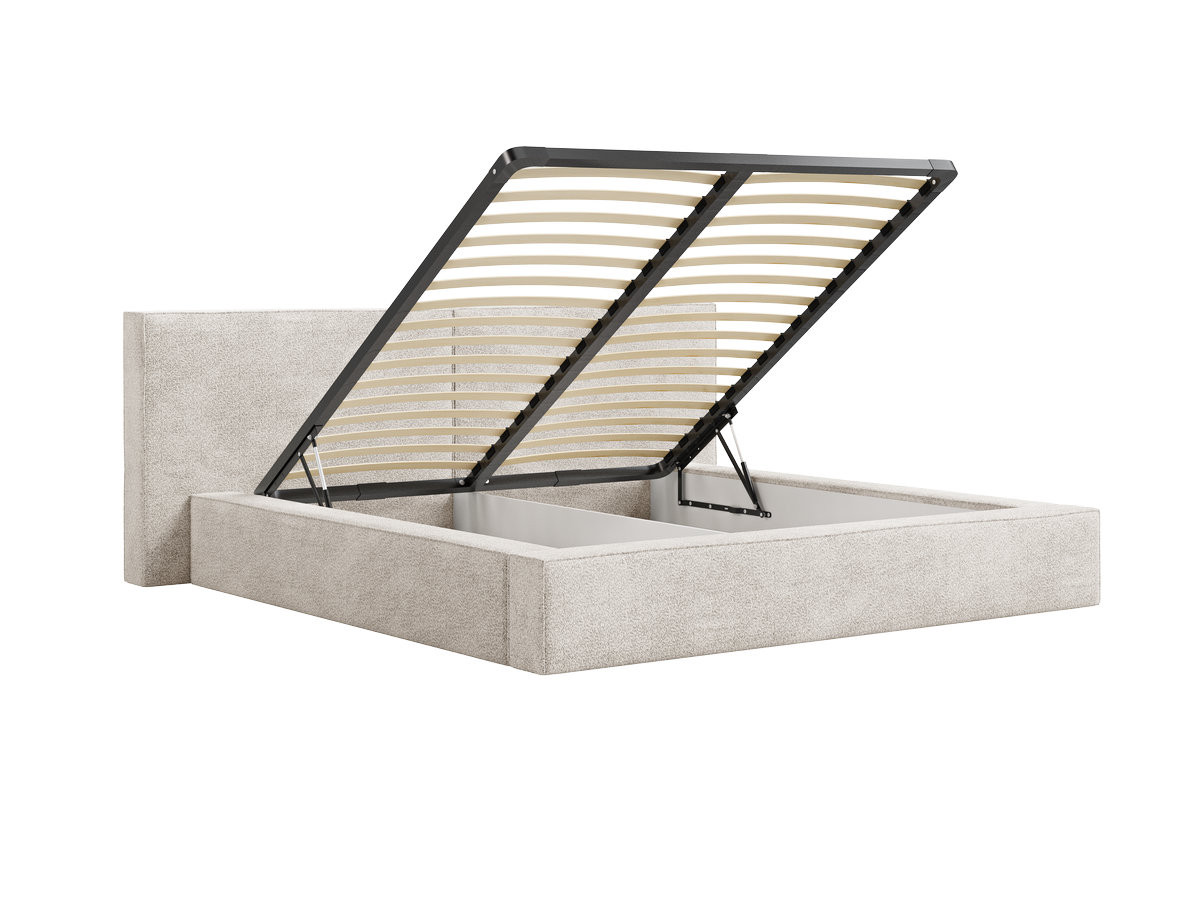 Lit coffre bas VICTOIRE tissu bouclette