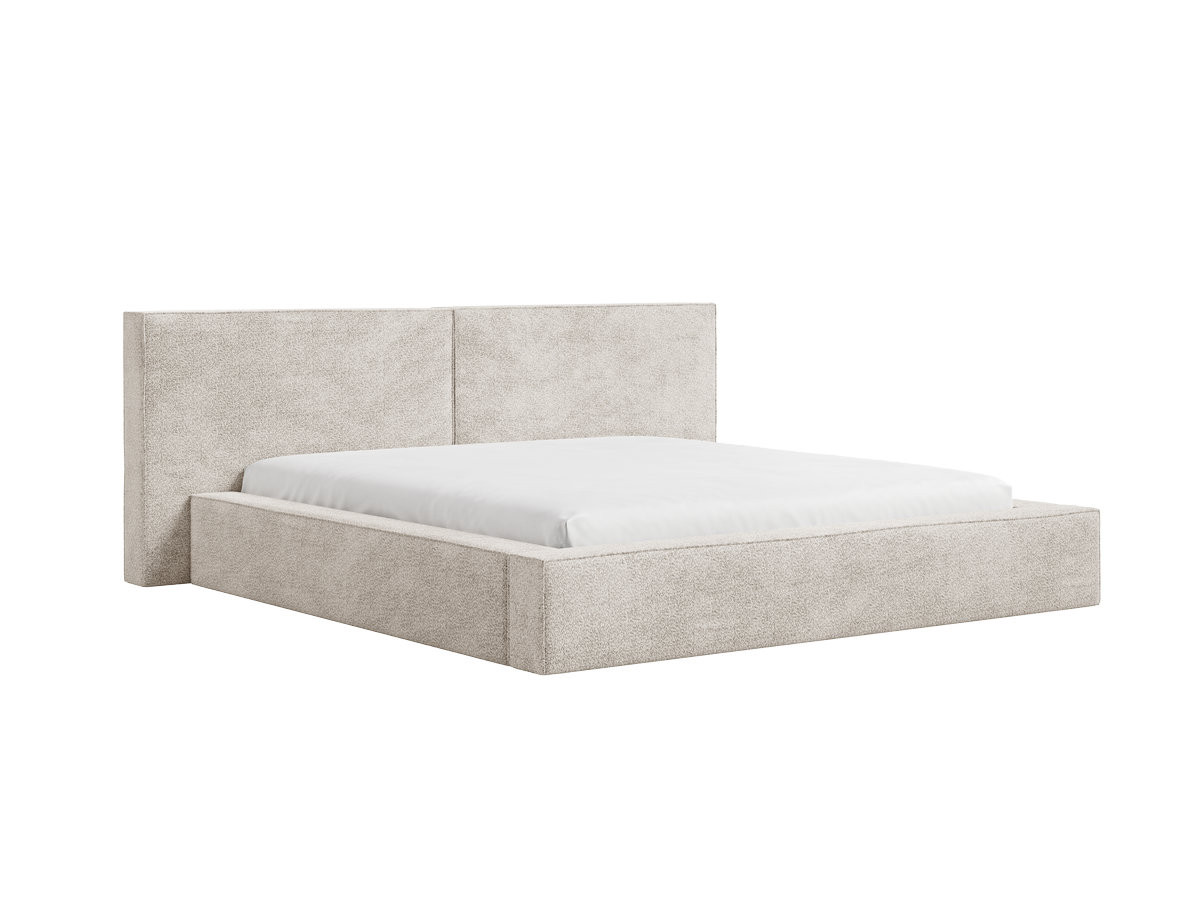 Lit coffre bas VICTOIRE tissu bouclette
