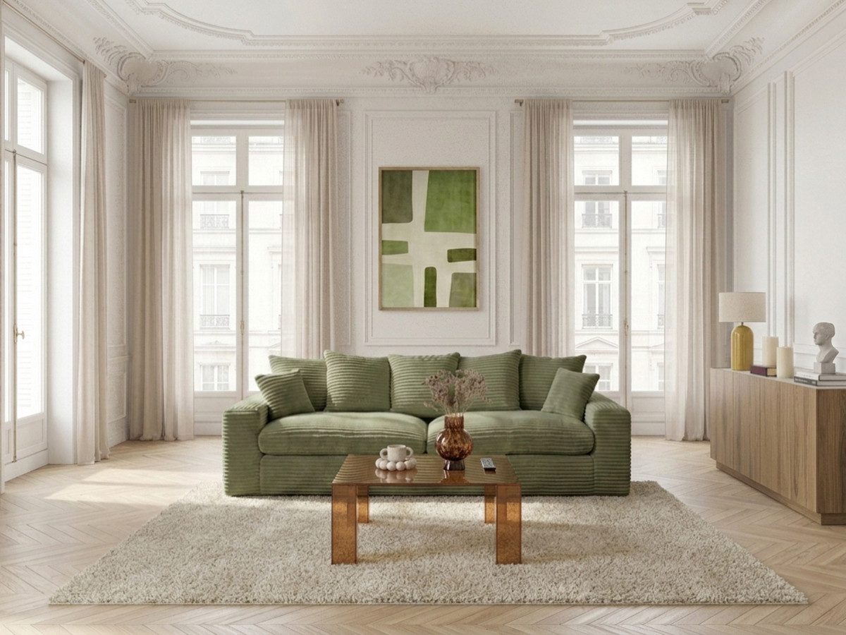 Vaste 3-zitsbank NEVADA in zachte grove ribstof