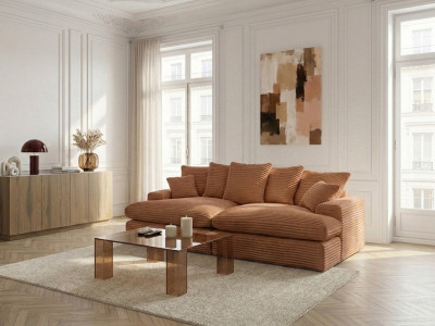 Canapé 3 places causeuse avec assise profonde NEVADA gros côtelé doux