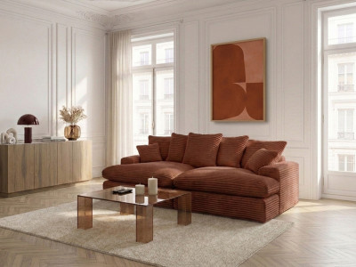 Canapé 3 places causeuse avec assise profonde NEVADA gros côtelé doux