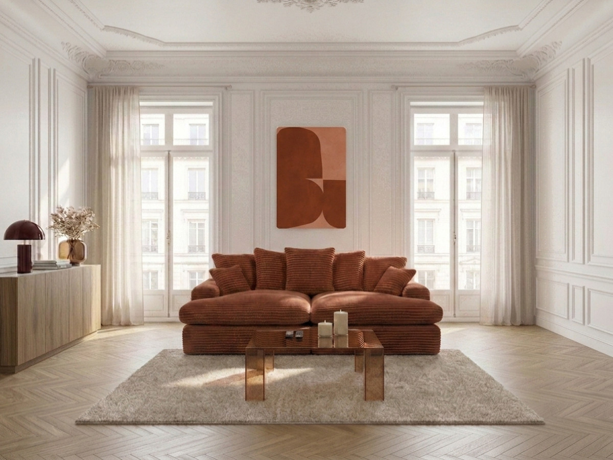 Sofa 3-osobowa z głębokim siedziskiem NEVADA gruby miękki sztruks
