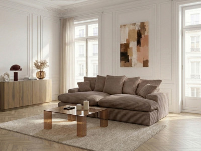 Canapé 3 places causeuse avec assise profonde NEVADA gros côtelé doux