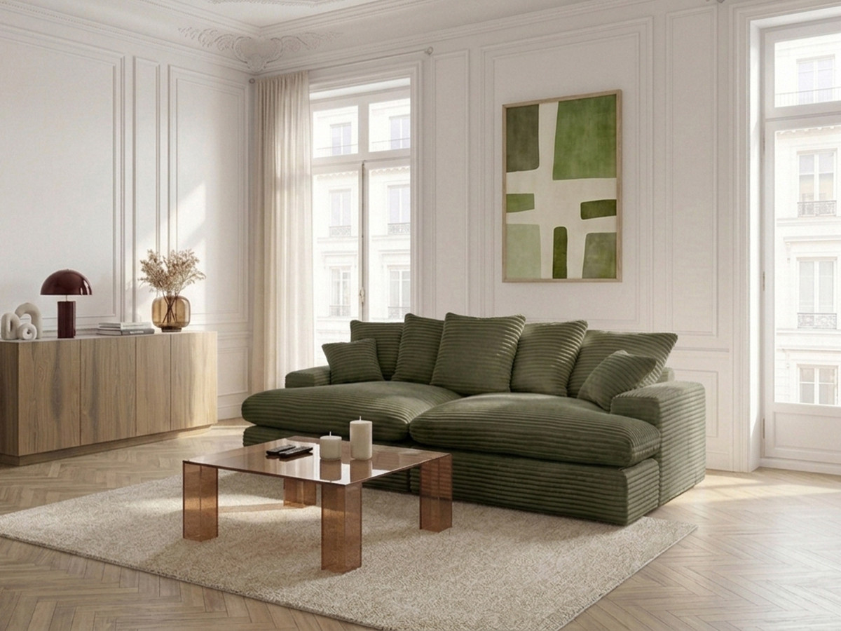 Sofa 3-osobowa z głębokim siedziskiem NEVADA gruby miękki sztruks