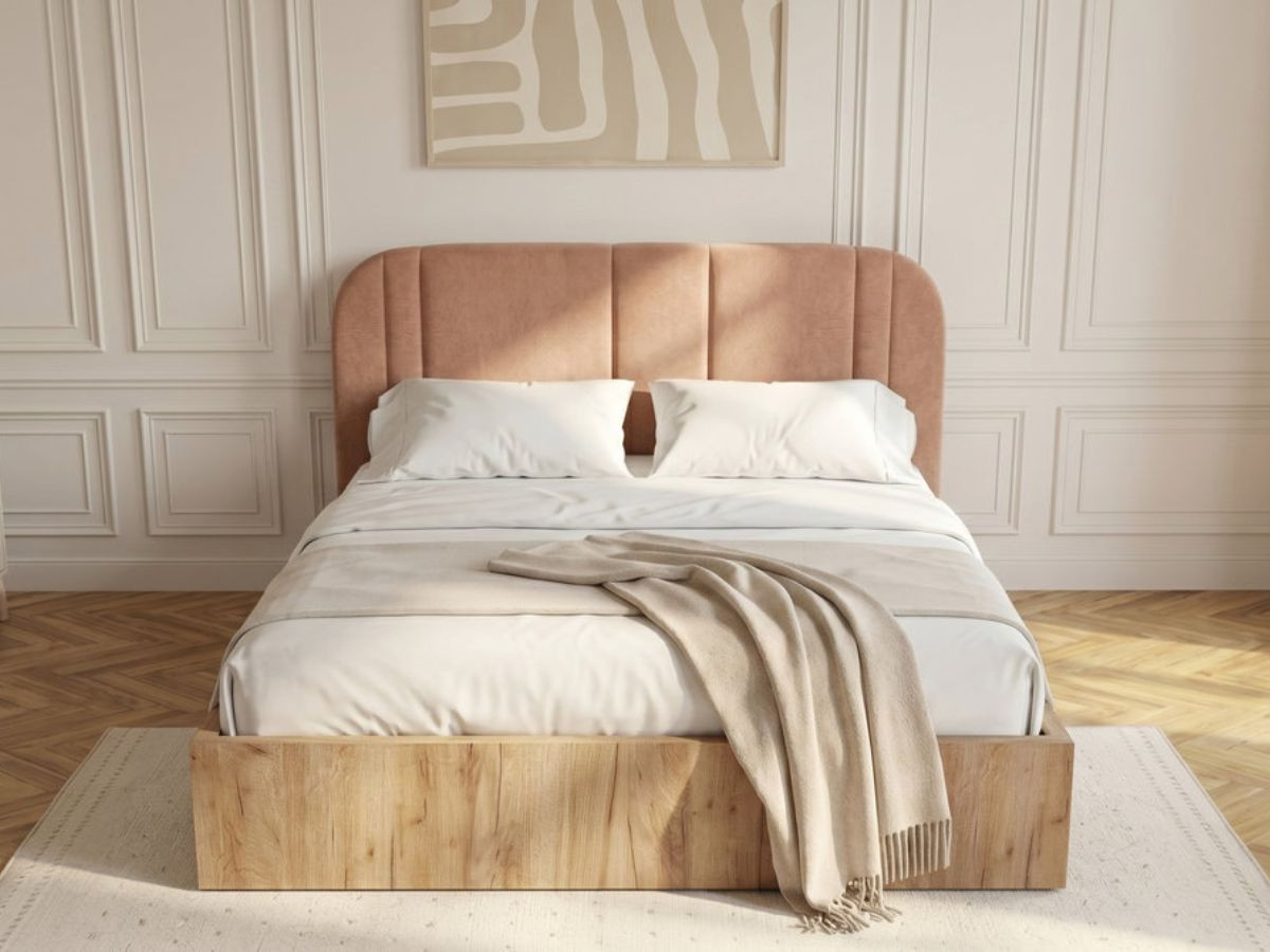 Lit coffre SIDNEY bois clair rose — vue 5