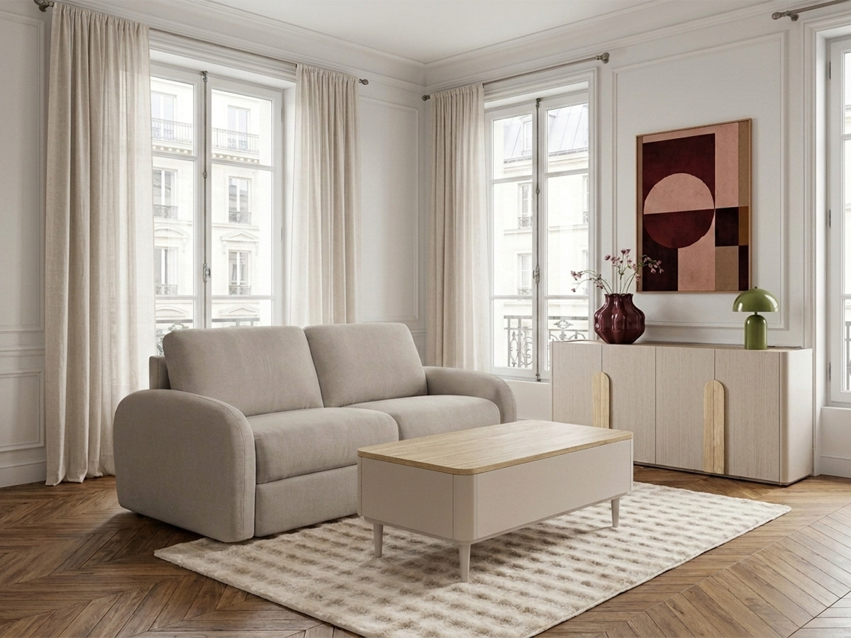 Sofa rozkładana KENAN z systemem włoskim gładka tkanina