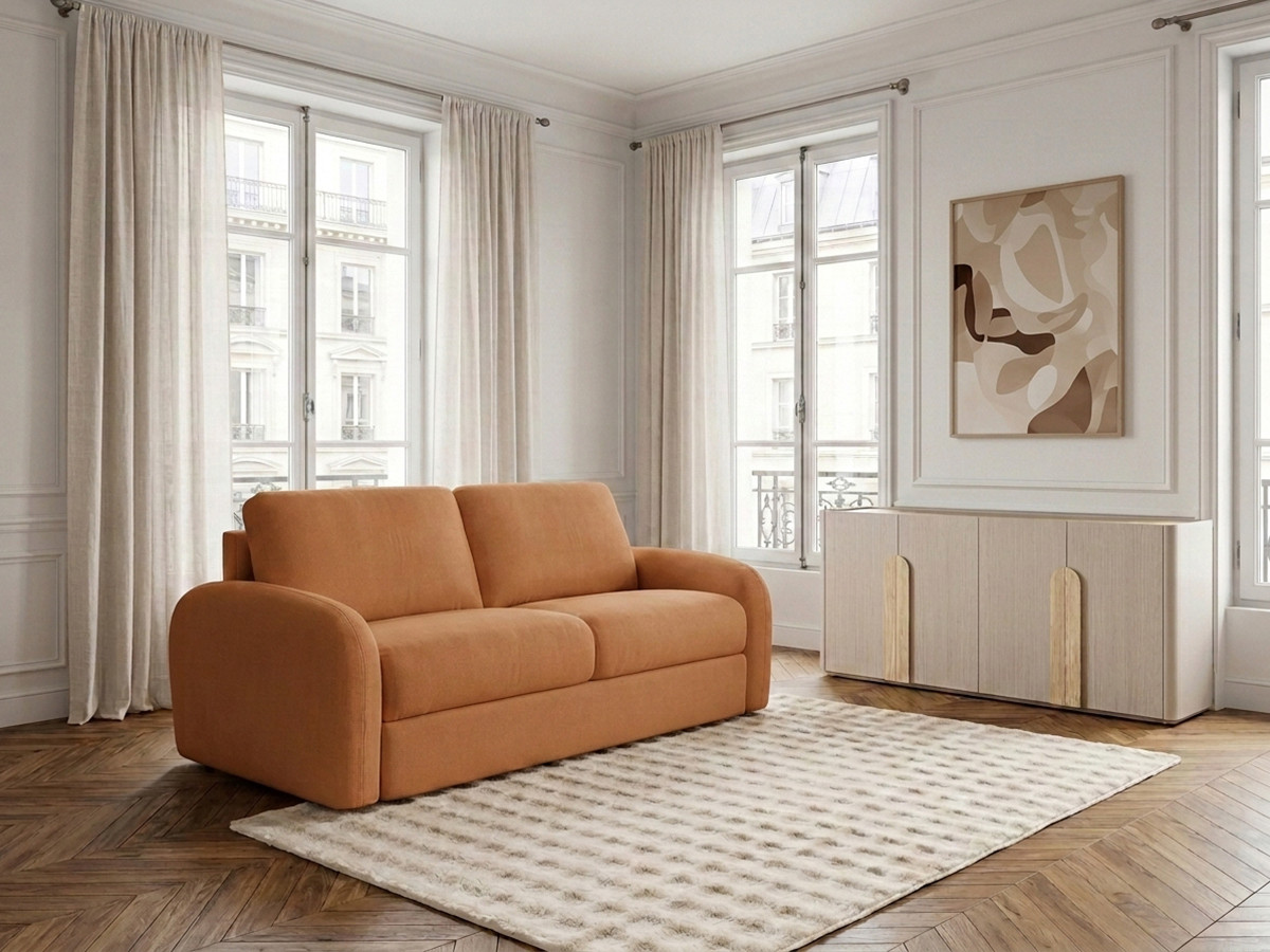 Sofa rozkładana KENAN z systemem włoskim gładka tkanina