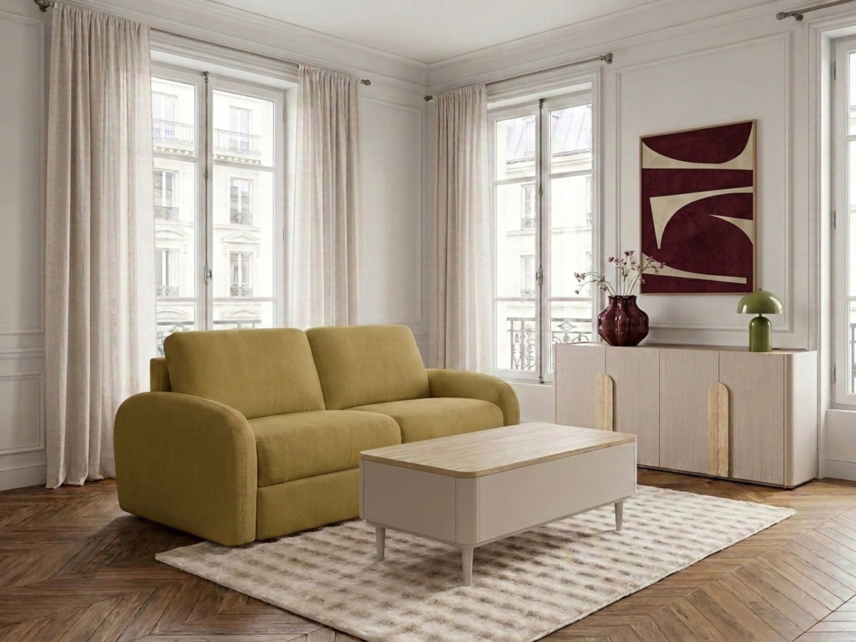 Sofa rozkładana KENAN z systemem włoskim gładka tkanina