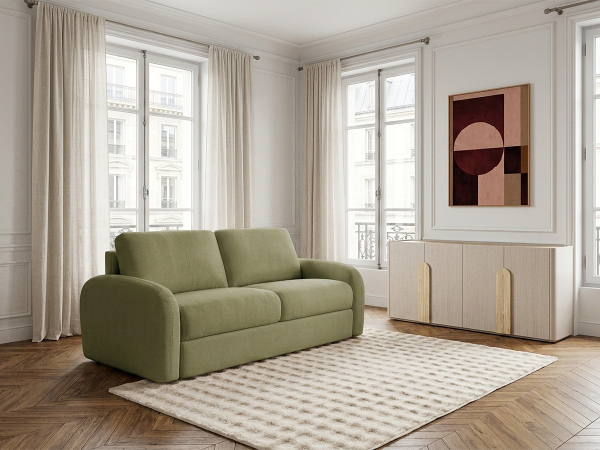 Sofa rozkładana KENAN z systemem włoskim gładka tkanina