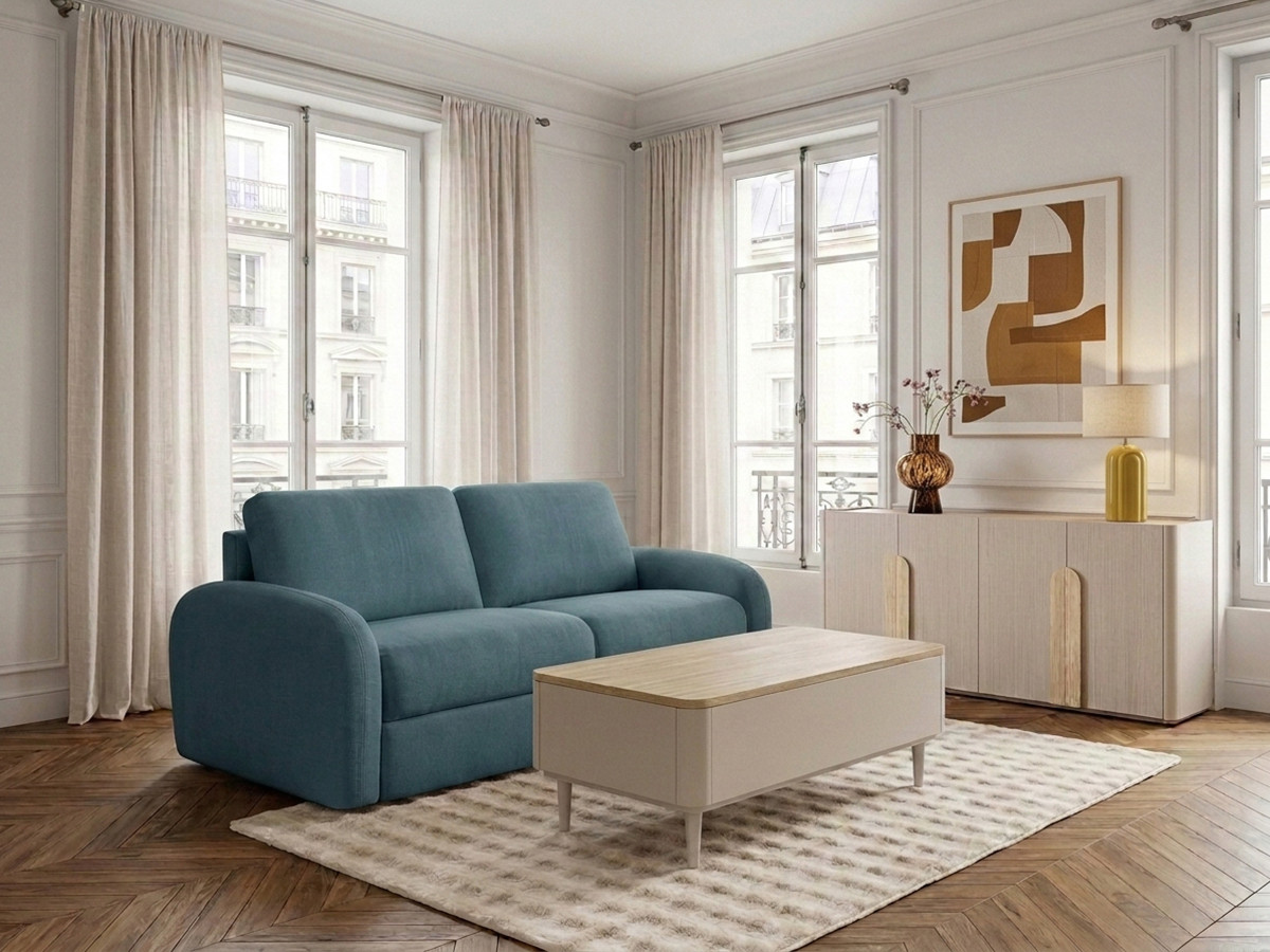 Sofa rozkładana KENAN z systemem włoskim gładka tkanina
