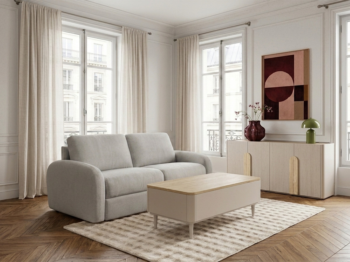 Sofa rozkładana KENAN z systemem włoskim gładka tkanina
