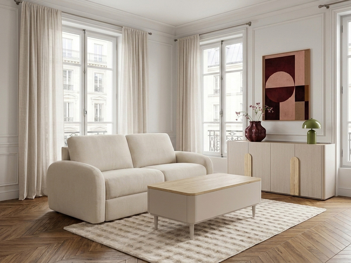 Sofa rozkładana KENAN z systemem włoskim gładka tkanina