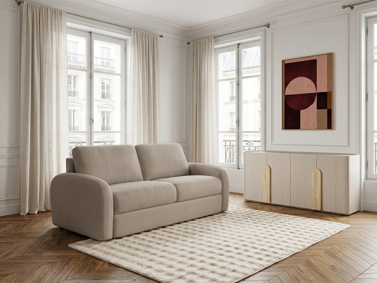 Sofa rozkładana KENAN z systemem włoskim gładka tkanina