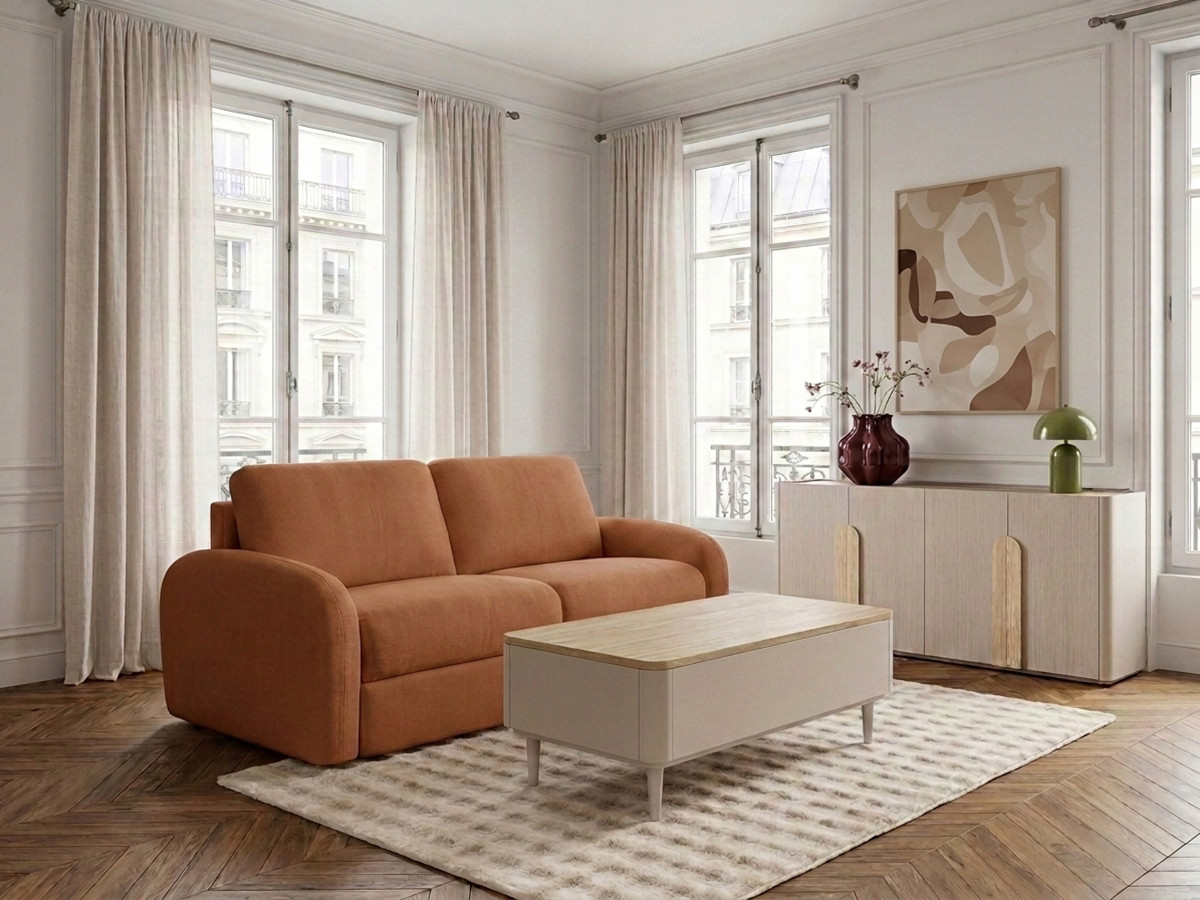 Sofa rozkładana KENAN z systemem włoskim gładka tkanina