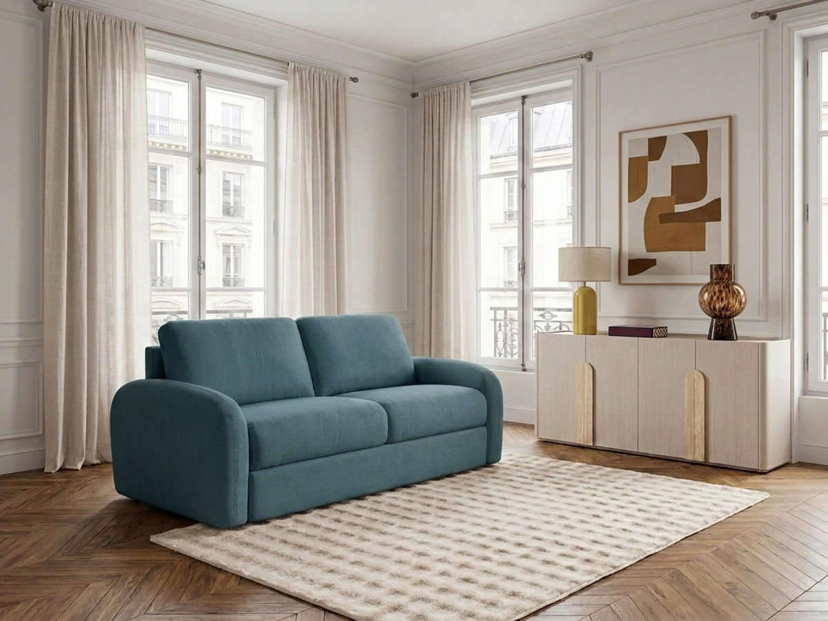 Sofa rozkładana KENAN z systemem włoskim gładka tkanina