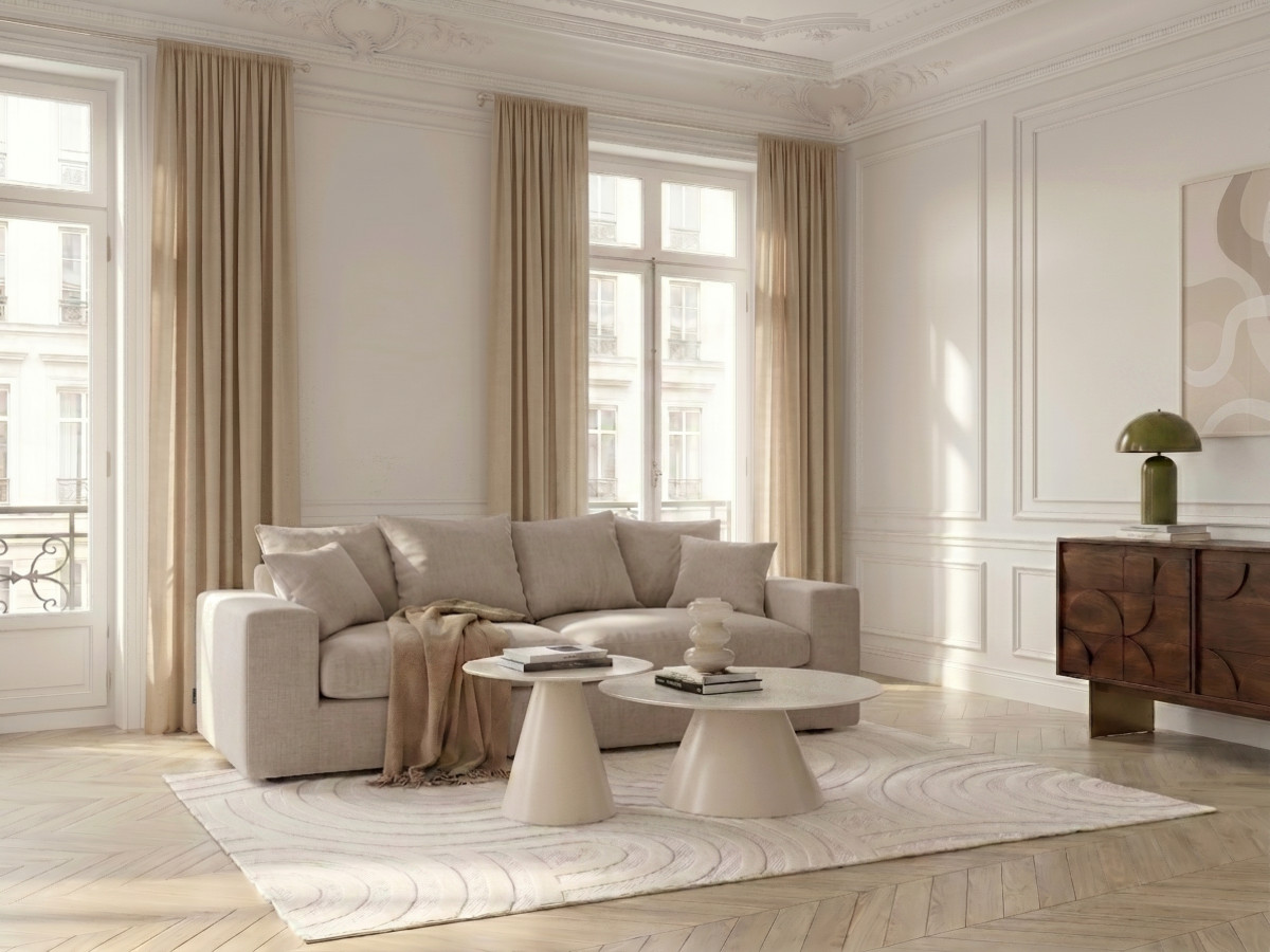 Canapé droit 2 places NEVADA chenille beige — vue 4