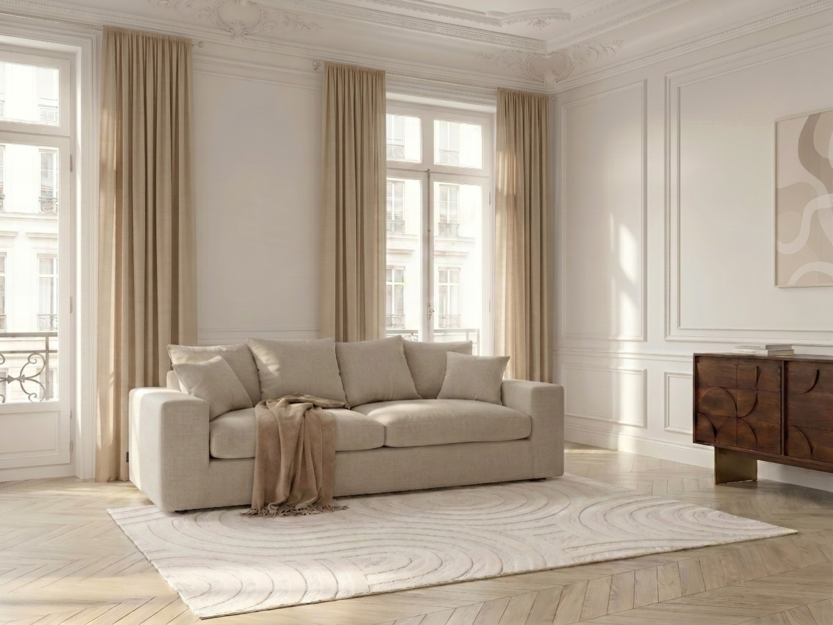 Canapé droit 2 places NEVADA chenille beige — vue 6