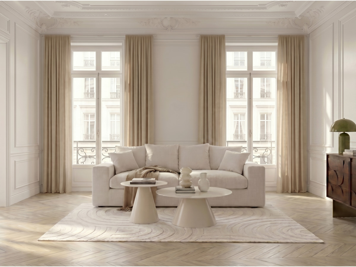 Canapé droit 2 places NEVADA chenille blanc — vue 4