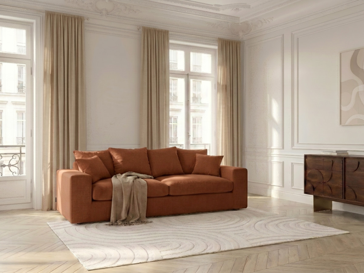 Canapé droit 2 places NEVADA chenille orange — vue 6
