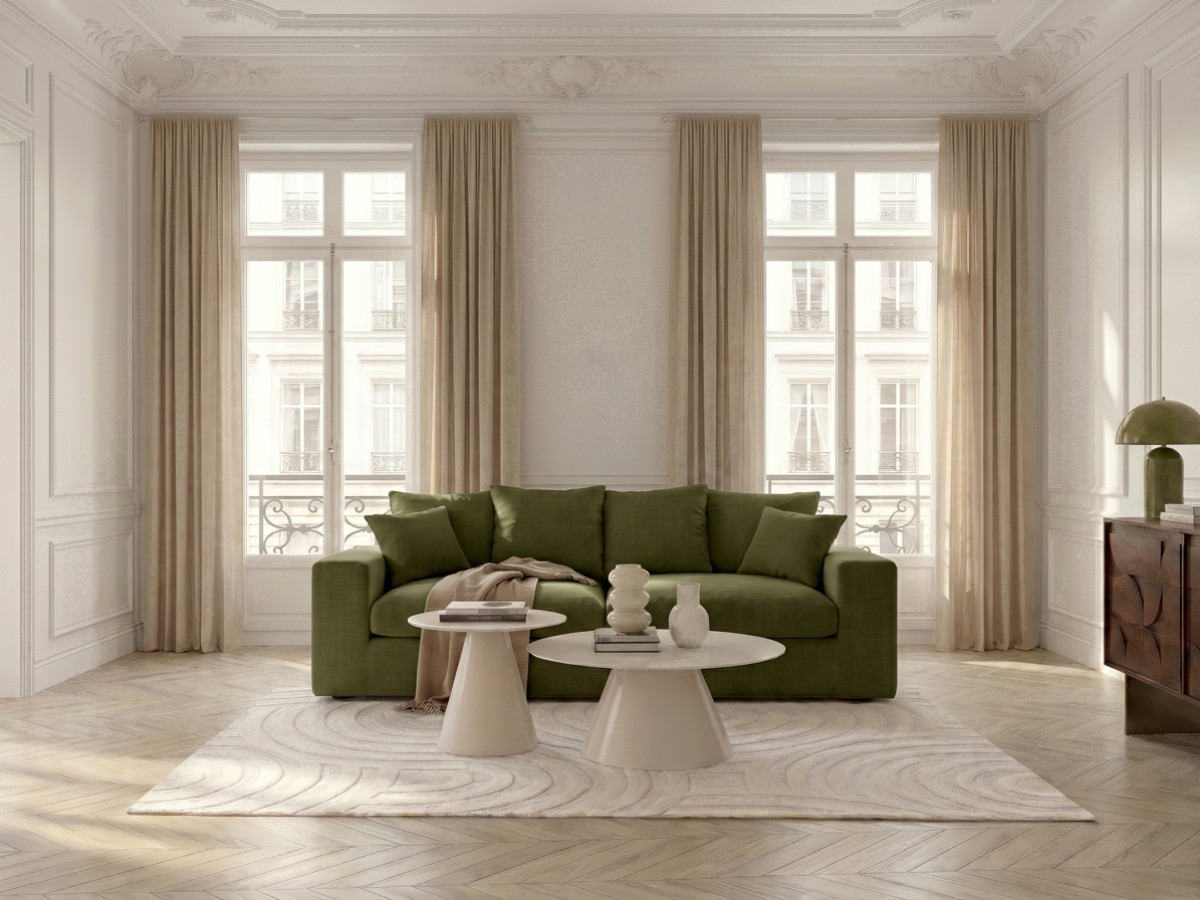 Canapé droit 2 places NEVADA chenille vert — vue 4