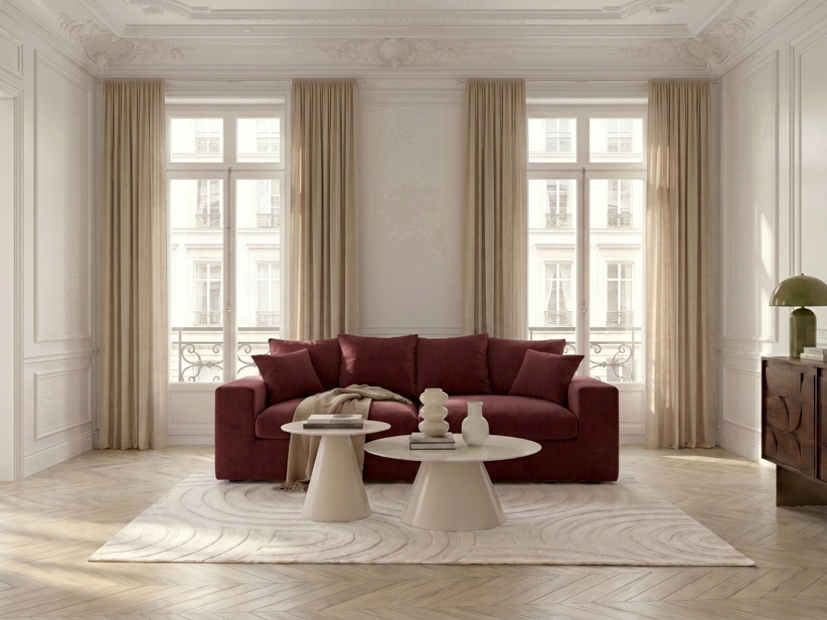 Canapé droit 2 places NEVADA chenille rouge — vue 4