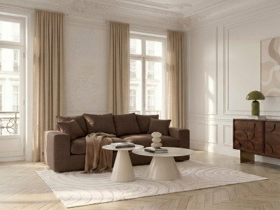 Canapé droit fixe 2 places NEVADA tissu chenille