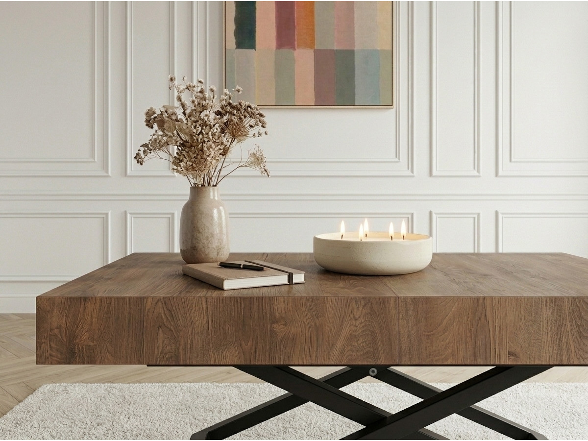Table basse extensible et relevable ROMY effet bois — vue 6
