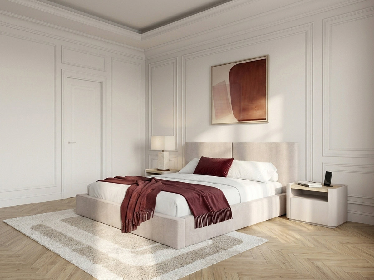 Lit coffre VICTOIRE tissu chenille