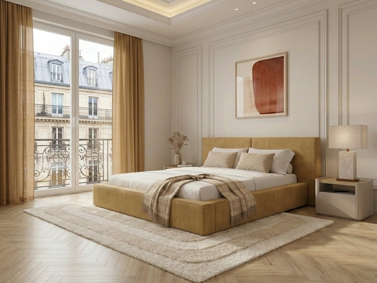 Lit coffre VICTOIRE tissu chenille