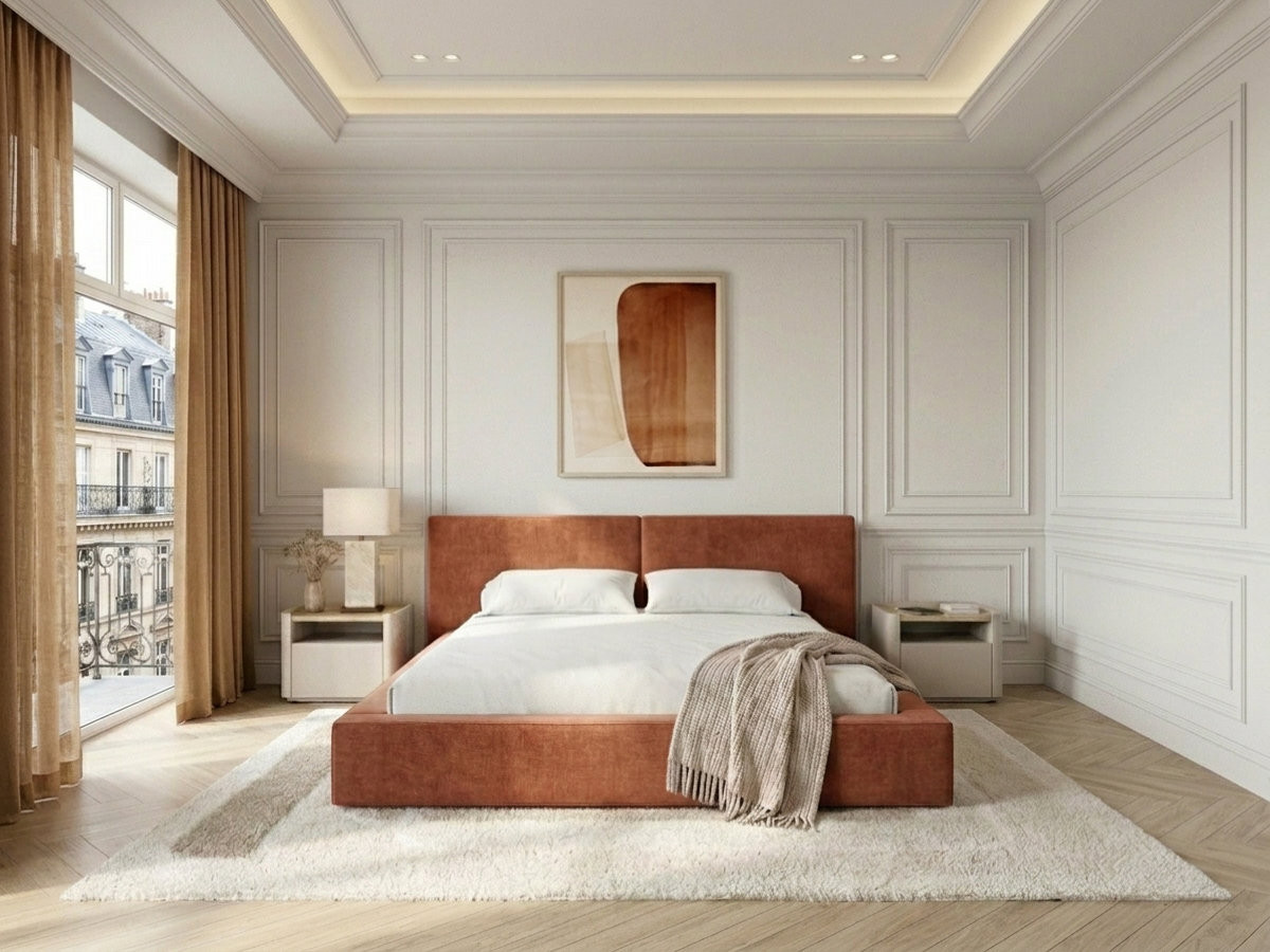 VICTOIRE-opbergbed van chenillestof