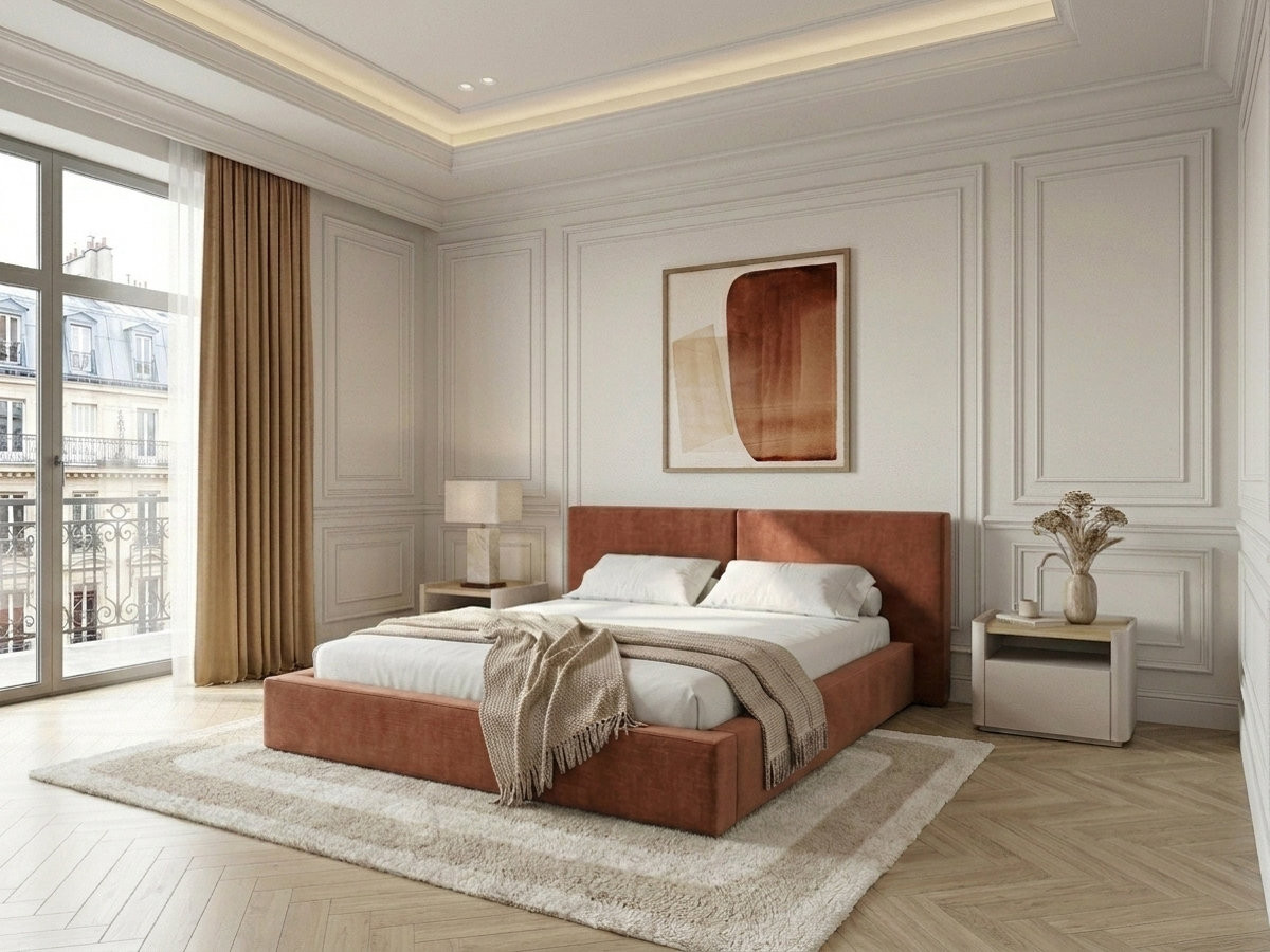 VICTOIRE-opbergbed van chenillestof