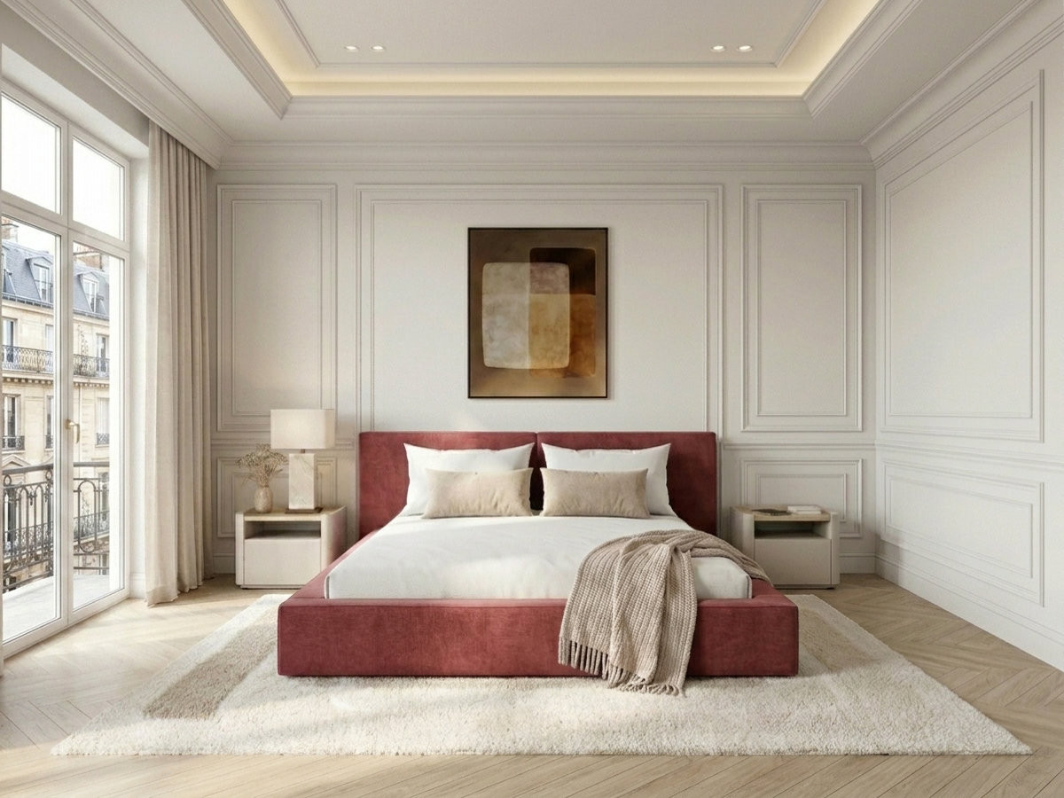 Lit coffre VICTOIRE tissu chenille