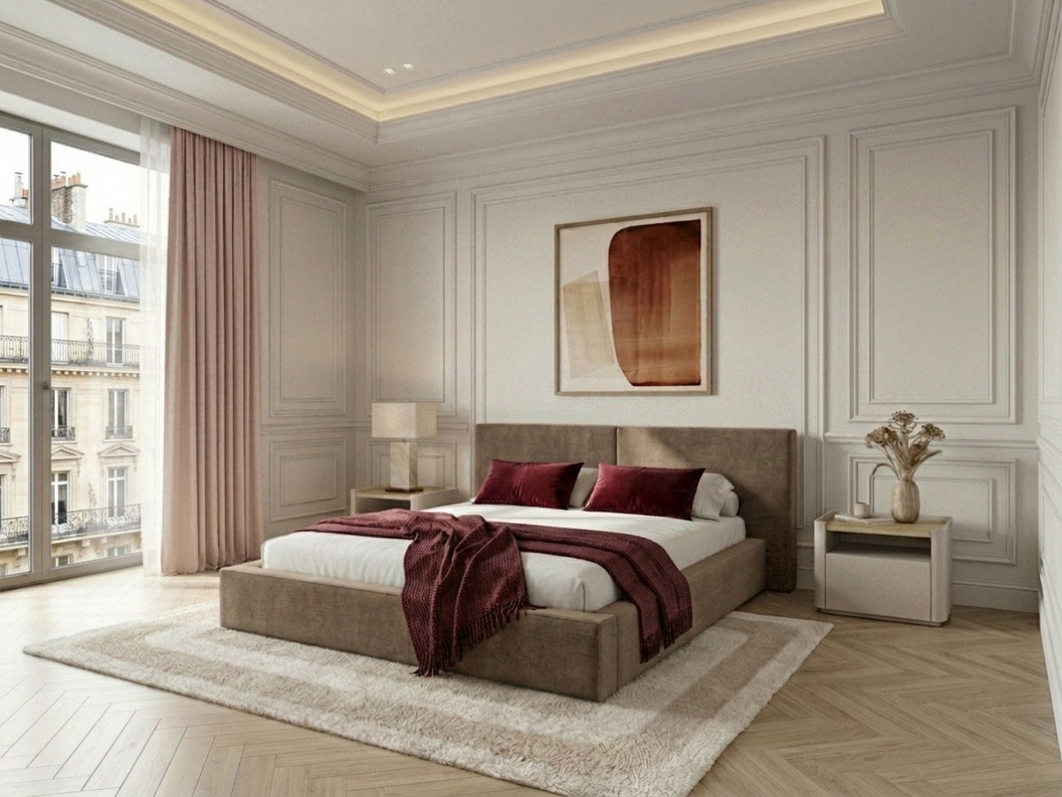 Lit coffre VICTOIRE tissu chenille
