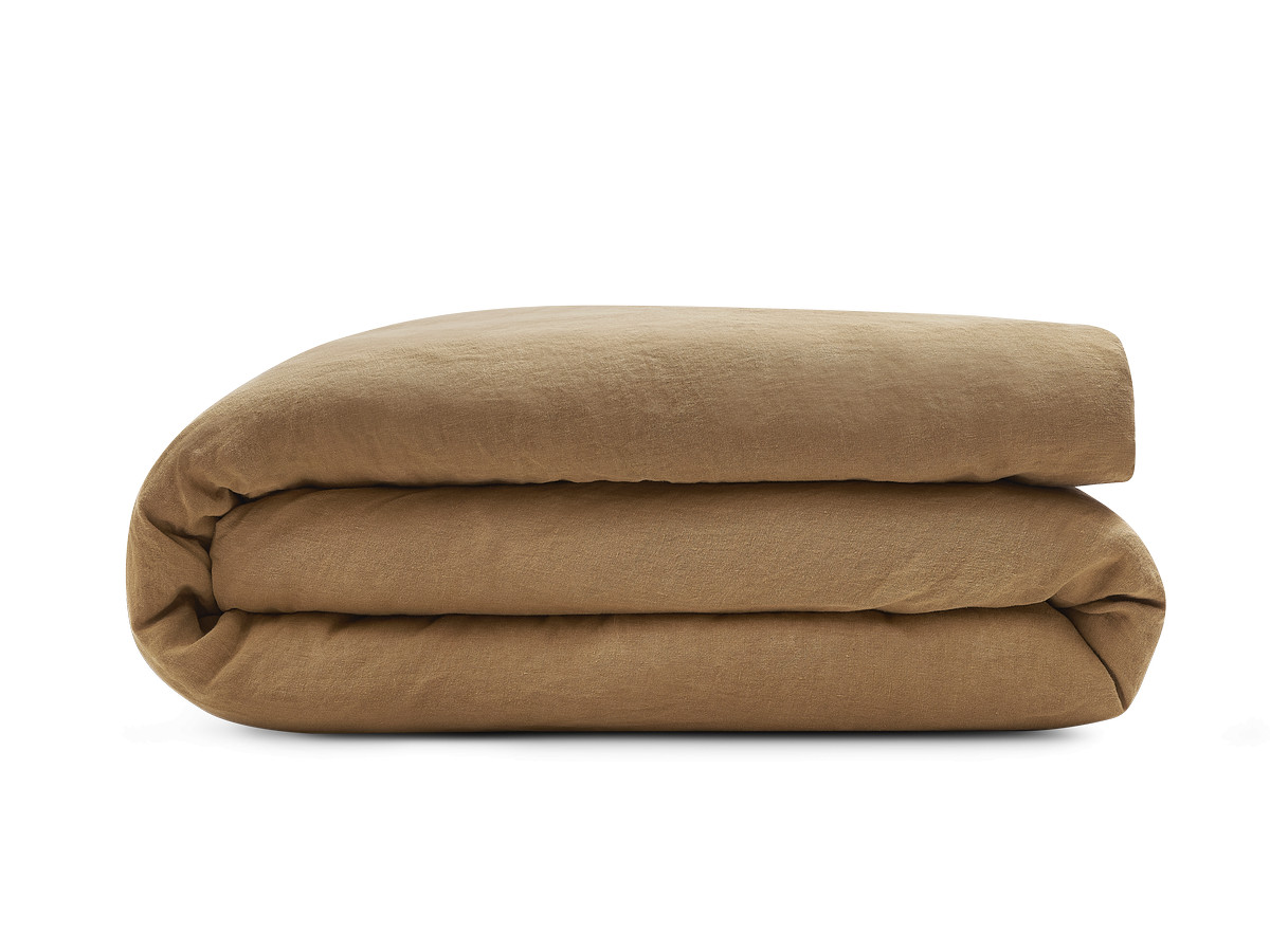 housse de couette ares en lin de couleur ocre
