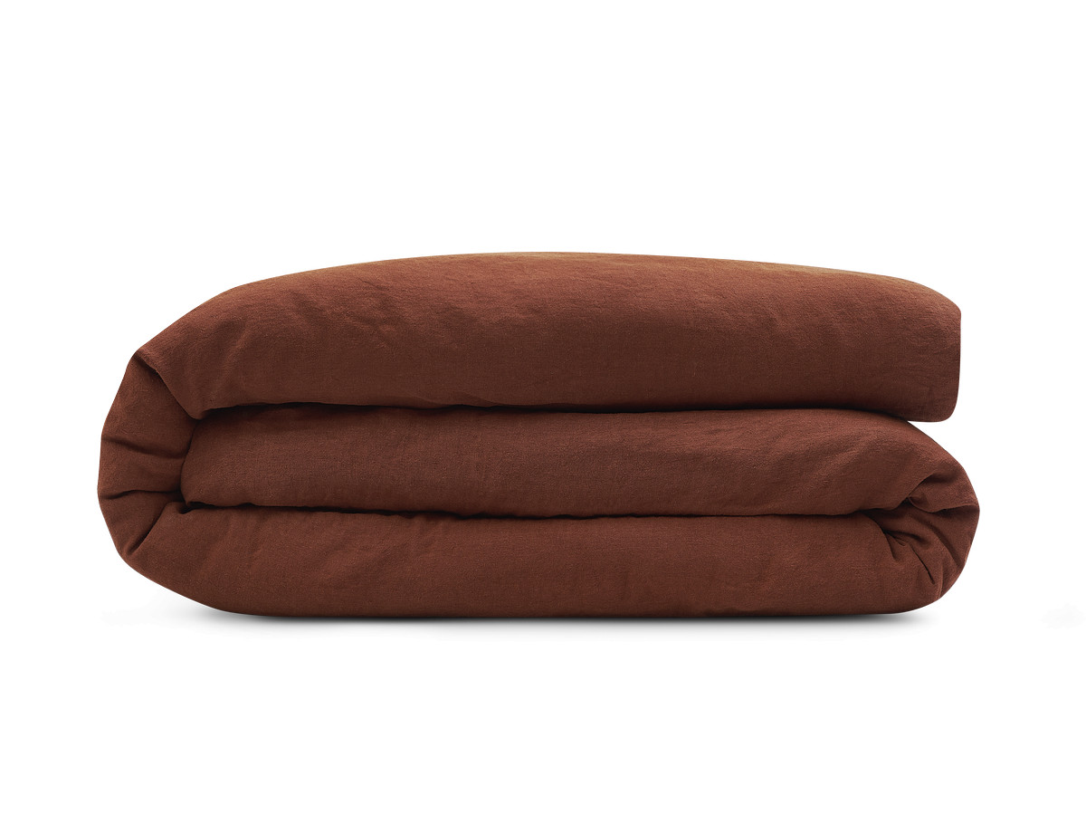 housse de couette ares en lin de couleur terracotta