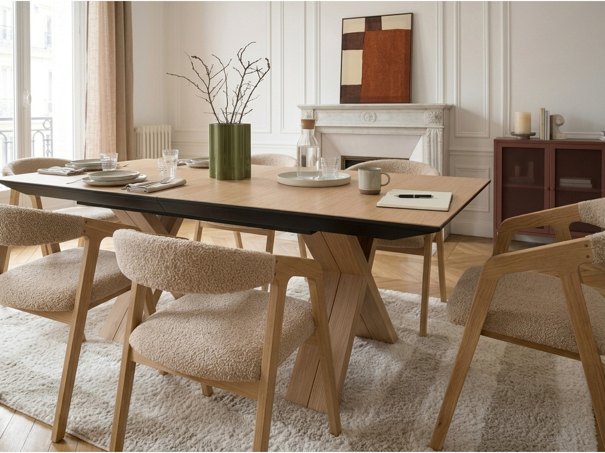 Table à manger extensible XL 160 à 356 cm MARTHA chêne