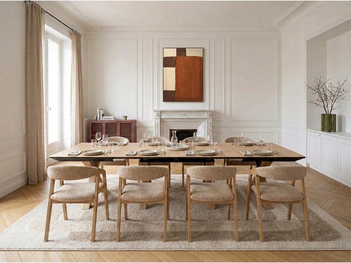 Table à manger extensible XL 160 à 356 cm MARTHA chêne