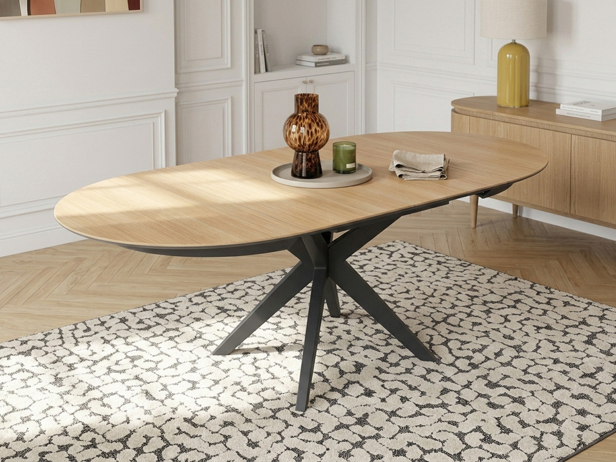 Ronde uitschuifbare eettafel 120 tot 225 cm JUDITH eiken