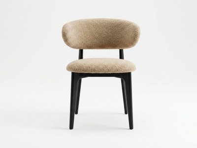 Lot de 2 chaises en bois de chêne ROSINE tissu bouclette