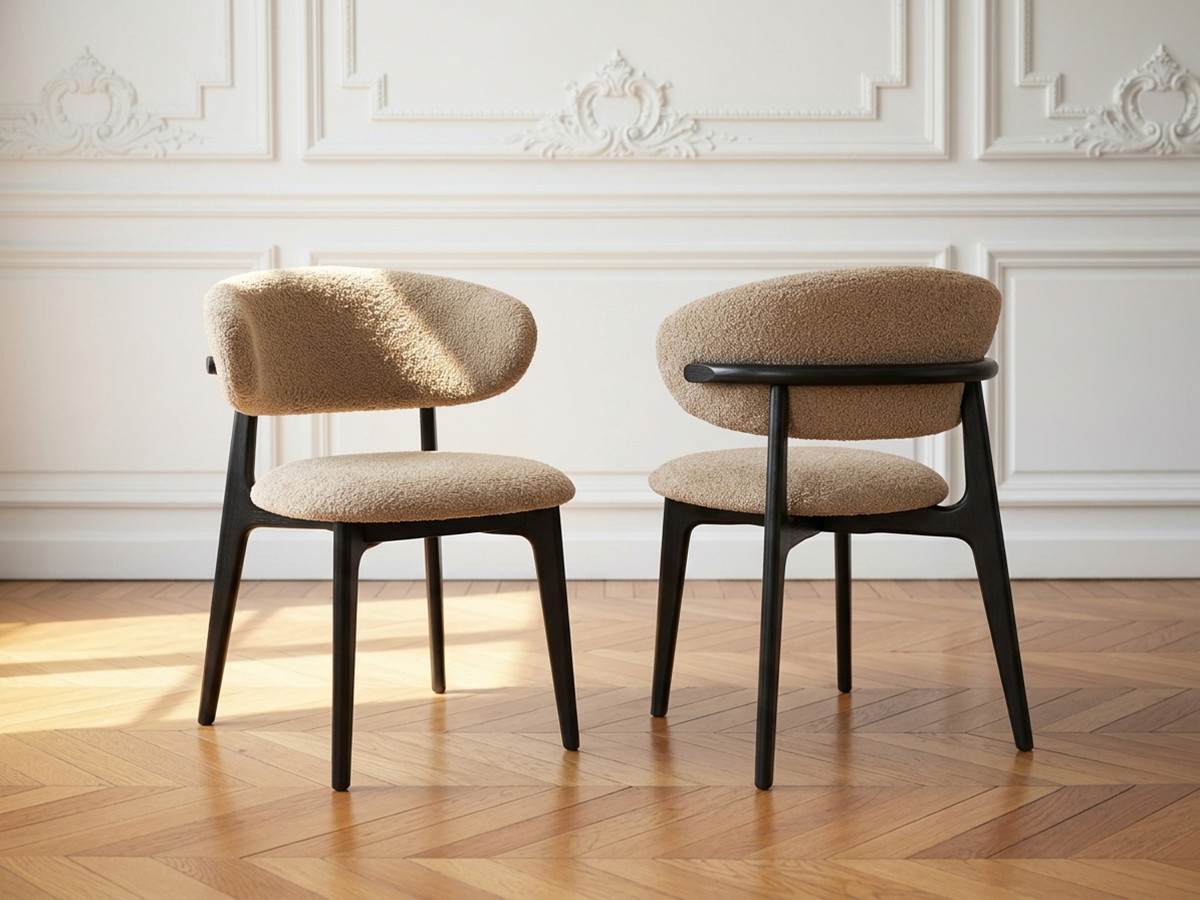 Set van 2 stoelen van eikenhout ROSINE met bouclé stof