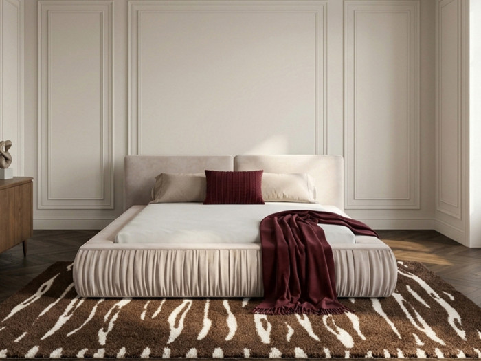 Lit coffre bas MARQUISE tissu velours lisse