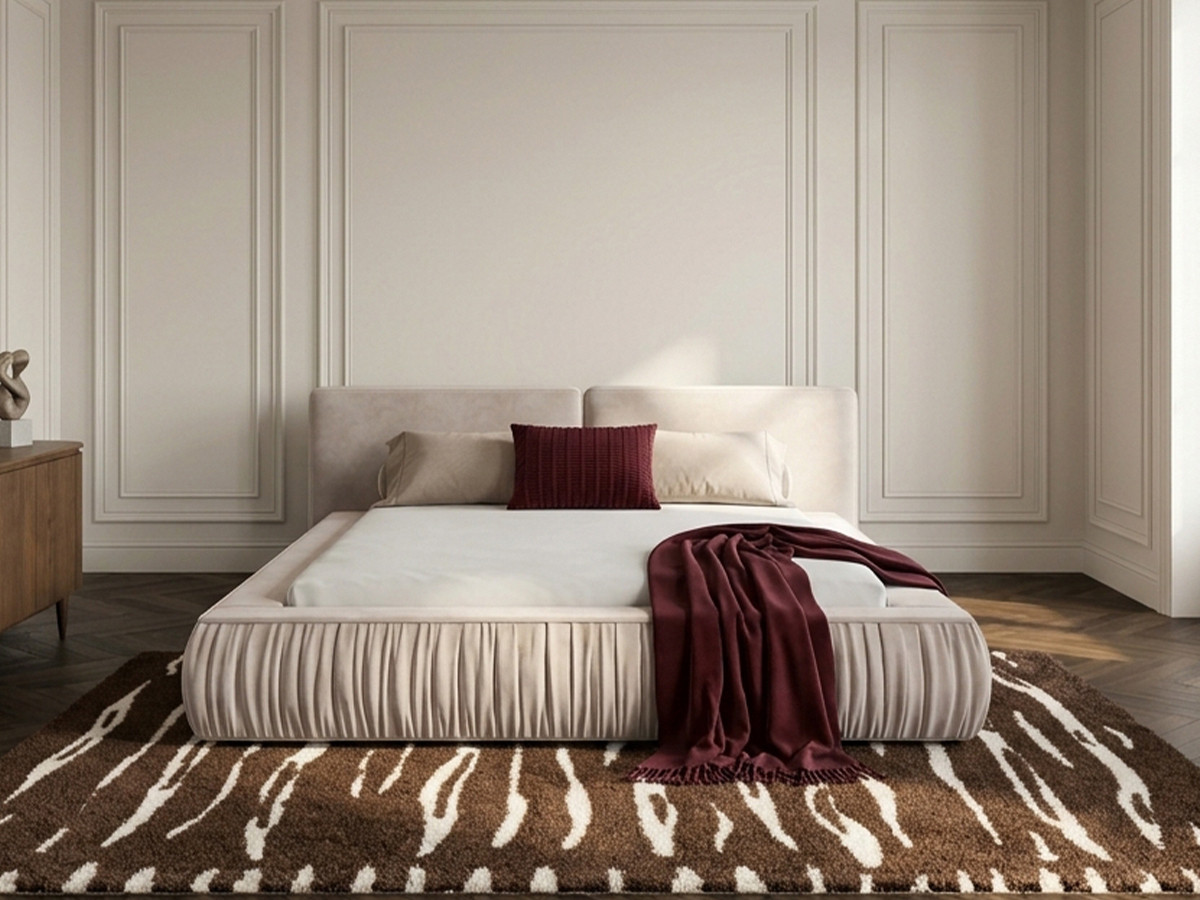 Lit bas coffre MARQUISE tissu velours lisse