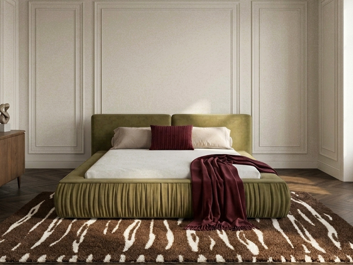 Lit coffre MARQUISE tissu velours lisse