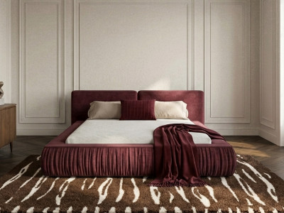 Lit coffre MARQUISE tissu velours lisse
