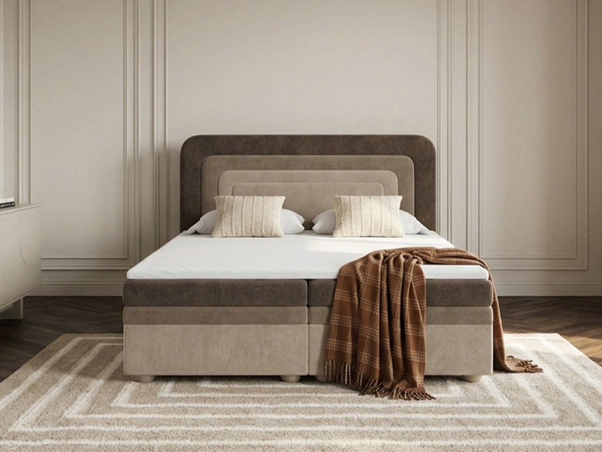 Lit coffre OPALINE tissu texturé