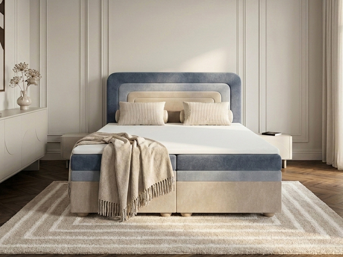 Lit coffre OPALINE tissu texturé